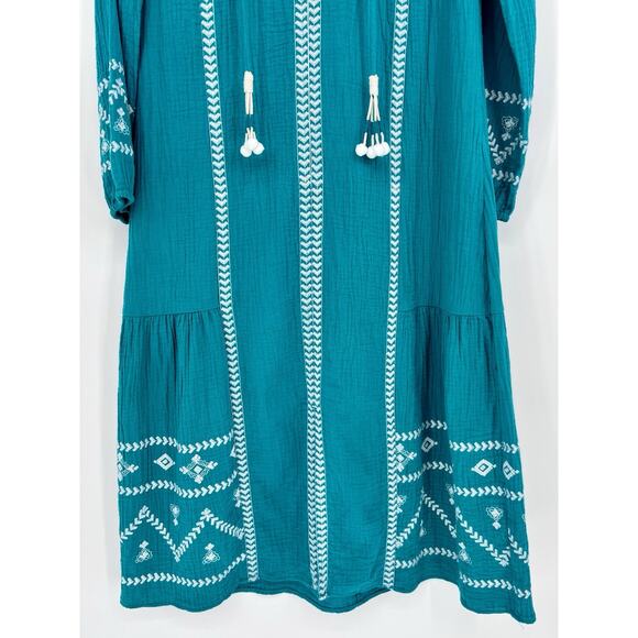 SOFT SURROUNDINGS Womens Jolie Tropical Green Embroidered Dress Size XS NWT - Picture 3 of 10